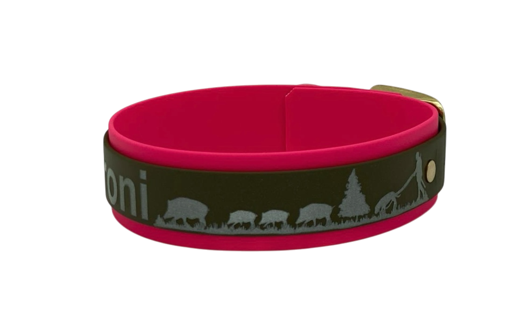 3,8 cm Halsband mit Jagdszene Biothane® zweifarbig Doppelsteg