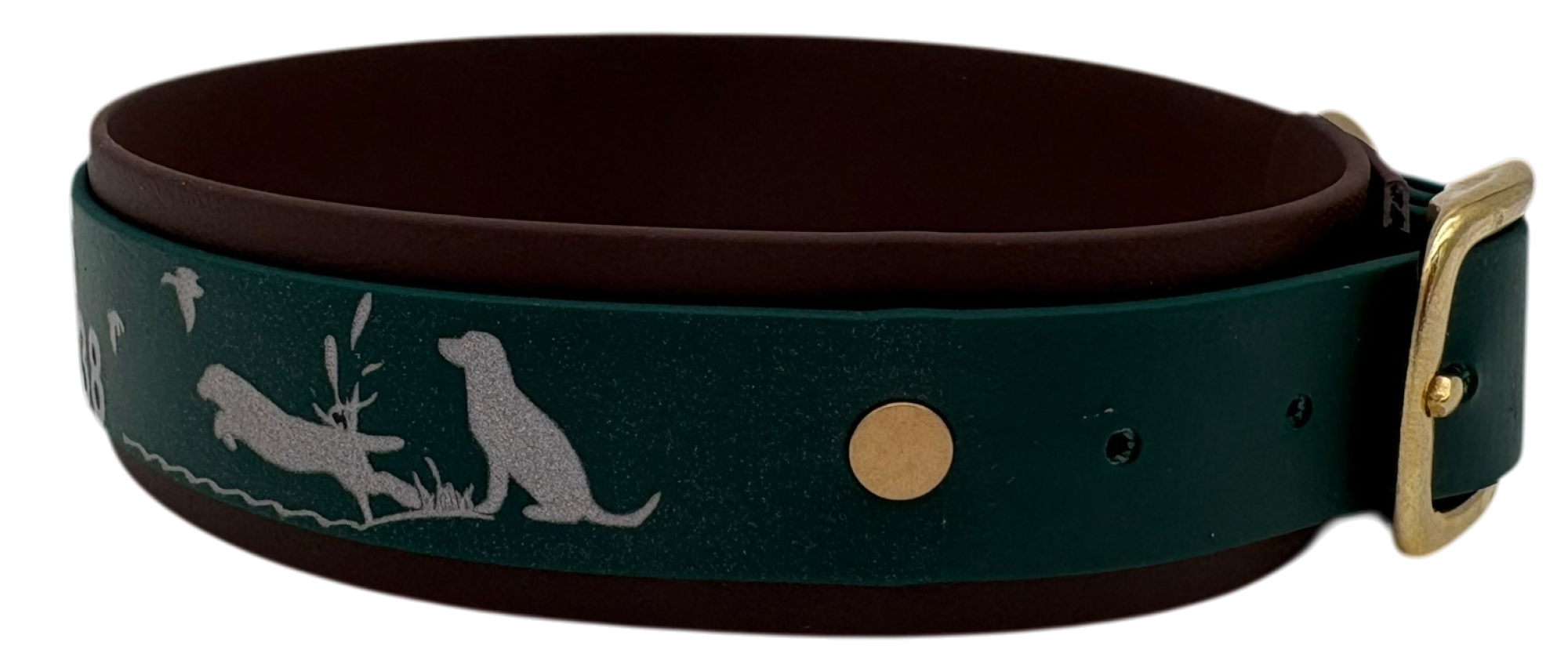 3,8 cm Halsband mit Jagdszene Biothane® zweifarbig Doppelsteg