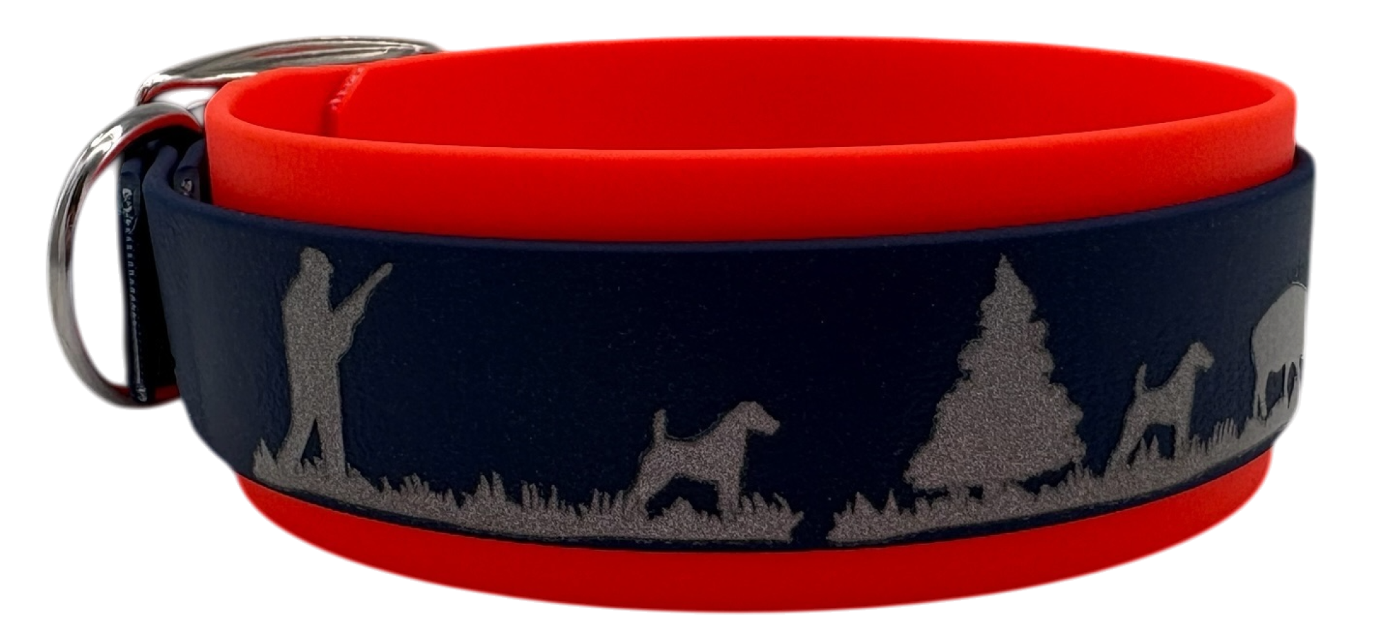 3,8 cm Halsband mit Jagdszene Biothane® zweifarbig Doppelsteg
