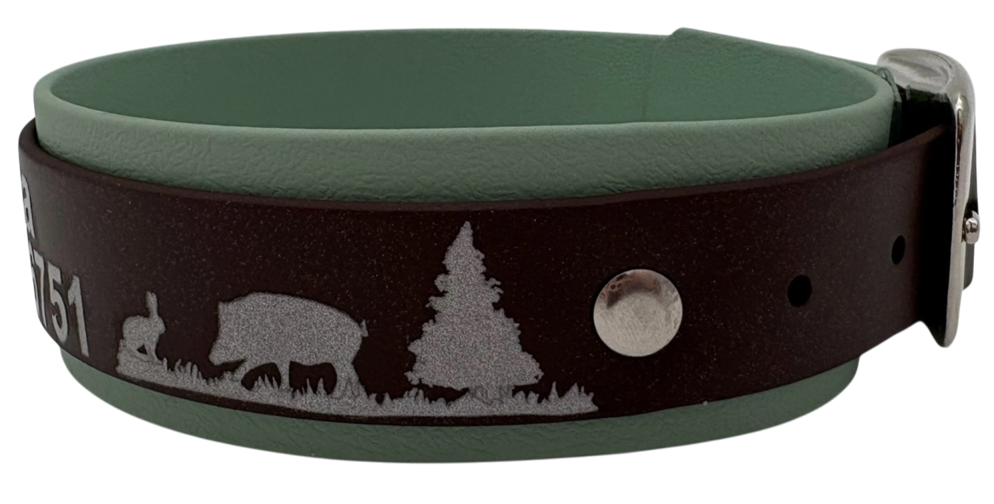 3,8 cm Halsband mit Jagdszene Biothane® zweifarbig Doppelsteg