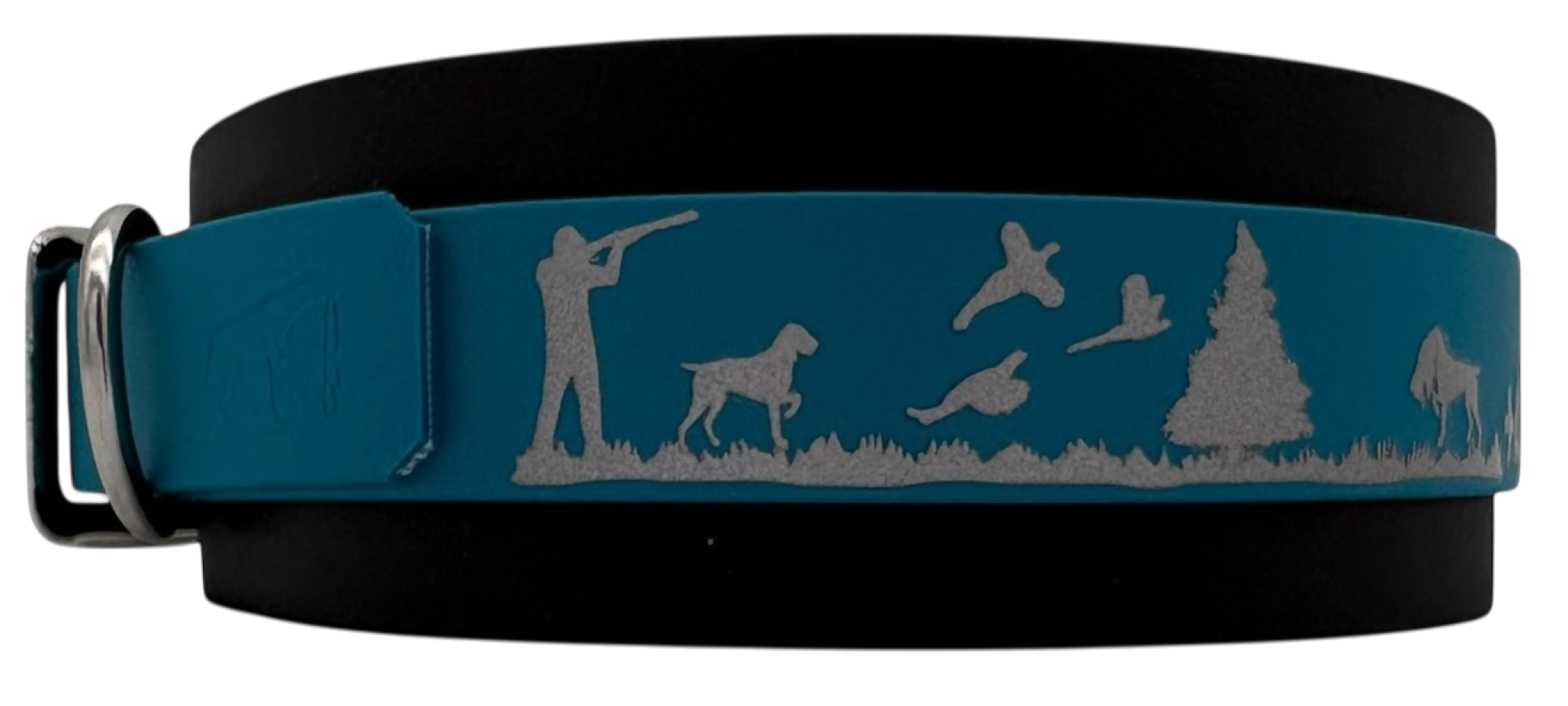 5 cm Halsband mit Jagdszene Biothane® Doppelsteg zweifarbig