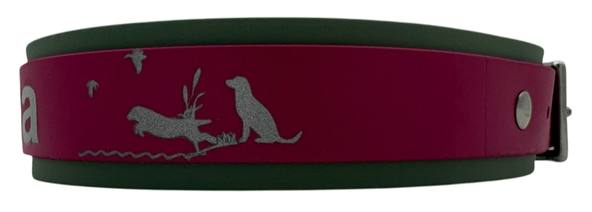 3,8 cm Halsband mit Jagdszene Biothane® zweifarbig Doppelsteg